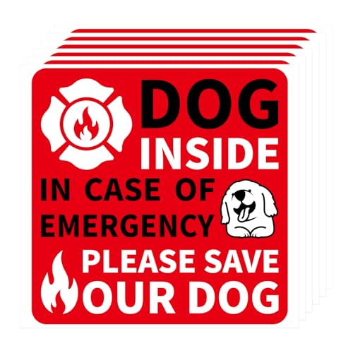 BOXOB 6er-Pack Pet Alert Safety Fire Rescue Sticker, 9 x 9cm Wasserfest Stark Klebend Hunde-Innenaufkleber Notfall Sticker Haustiere für Zuhause Fenster Tür Feuerwehrmann Haustierfinder BOXOB 6er-Pack Pet Alert Safety Fire Rescue Sticker, 9 x 9cm Wasserfest Stark Klebend Hunde-Innenaufkleber Notfall Sticker Haustiere für Zuhause Fenster Tür Feuerwehrmann Haustierfinder von BOXOB