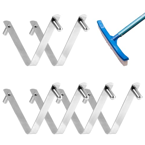 BOXOB 6stk V-Förmiger Clip für Poolbürsten, Stahl Doppelstift-Federknopfclip Pool Bürsten Clips für Spa Skimmernetze Vakuumbürsten Reinigungswerkzeug Laubrechen von BOXOB