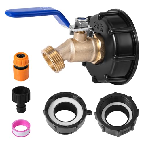 BOXOB IBC Adapter Set für Behälter, IBC Schlauchadapter in 3 Größen 2,44" Feingewinde, 2" Feingewinde und 2" Grobgewinde Mit 3/4" NPT Anschluss und 3/4" GHT Schlauchhahn aus Bleifreiem Messing von BOXOB