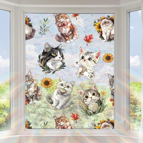 BOXOB Katzen Buntglas Fensterfolie, 100x43 cm Süße Dekorative Sichtschutzfolie für Fenster 3D-Holografische Bunte Glasaufkleber für die Dekoration von Zuhause Zimmer und Büro BOXOB Katzen Buntglas Fensterfolie, 100x43 cm Süße Dekorative Sichtschutzfolie für Fenster 3D-Holografische Bunte Glasaufkleber für die Dekoration von Zuhause Zimmer und Büro von BOXOB