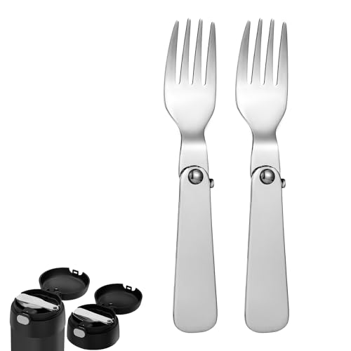 Ersatzgabel für Thermoskannen, Edelstahl, faltbar, tragbar, Serviergabeln, kompatibel mit Thermos-Funtainer, 284 ml, Lebensmittelglas für Outdoor, Picknick, Reisegeschirr, 2 Stück Ersatzgabel für Thermoskannen, Edelstahl, faltbar, tragbar, Serviergabeln, kompatibel mit Thermos-Funtainer, 284 ml, Lebensmittelglas für Outdoor, Picknick, Reisegeschirr, 2 Stück von BOXOB