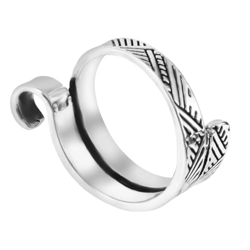 Häkelring Finger, Verstellbar Metall Häkelfinger Garnhalter Garnführungsring Häkeln Offen Häkelspannungsring Strickring für Damen Häkelzubehör (Silber) von BOXOB