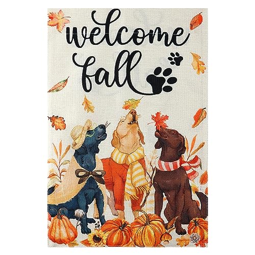 Herbst Hunde Gartenflagg, Vertikal Thanksgiving Gartenflagge Herbstliche Gartenflagge Sackleinen Yard Flagge Herbst Gartenflagge für Yard Outside Thanksgiving Dekoration Herbst Hunde Gartenflagg, Vertikal Thanksgiving Gartenflagge Herbstliche Gartenflagge Sackleinen Yard Flagge Herbst Gartenflagge für Yard Outside Thanksgiving Dekoration von BOXOB