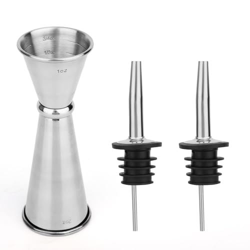 Messbecher für Barkeeper, Bar Cocktail-Messbecher Shots 2oz 1oz Edelstahl Japanischer Doppelmessbecher Spirituosen mit Ausgießern Getränkemesser Barkeeper Werkzeug mit Maßangaben Inneren von BOXOB