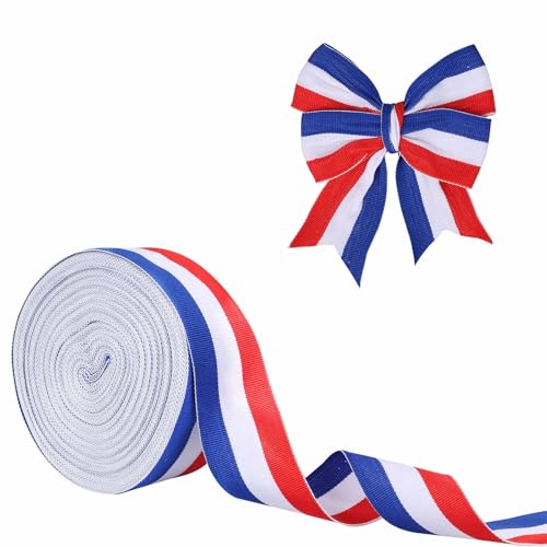 Rot Weiß Blaue Schleife, 4cm x 24m Patriotisches Amerikanisches Flaggen Gestreiftes Polyesterband für Geschenkverpackung Gedenkfeiern 4 Juli DIY Bastelparty Kranzdekoration Rot Weiß Blaue Schleife, 4cm x 24m Patriotisches Amerikanisches Flaggen Gestreiftes Polyesterband für Geschenkverpackung Gedenkfeiern 4 Juli DIY Bastelparty Kranzdekoration von BOXOB