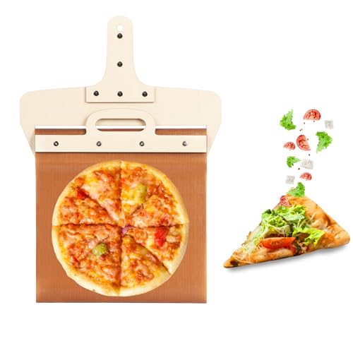 Schiebe Pizzaschieber, Holz Pizzaschaufel Schälregal Antihaftbeschichtet Pizza Transfer Schieber, Spachtel Paddelbrett mit Griff, Praktisches Pizza Mover Werkzeug für Innen- und Außenöfen von BOXOB