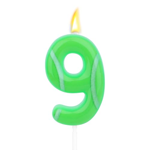 Tennis Geburtstagskerze, Grüne Zahlenkerze Tortenaufsatz Sport Mottoparty Kuchendekoration für Party Dekoration mit Tennisball Thema (9) von BOXOB