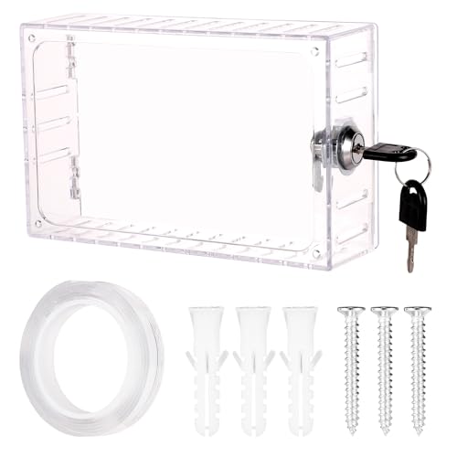 Thermostat Schließkasten mit Schlüsseln, Transparent Thermostat Abdeckung Thermostatschutz für Wand Klimaanlage Abdeckung Schloss Passend für Thermostat 16x11,4x5,8cm Oder Kleiner von BOXOB