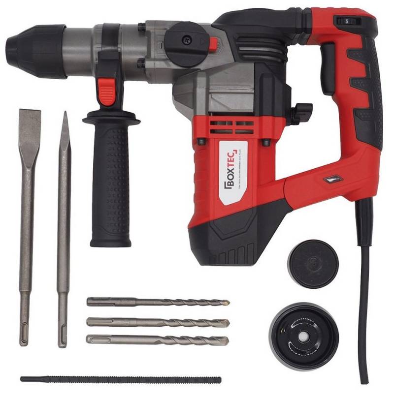 BOXTEC Bohrhammer BOXTEC TRH 1500 Bohrhammer SDS-PLUS 1500W 3 Funktionen inkl. Koffer, 230 V, (komplett Set), Drehstopp / Rutschkupplung von BOXTEC