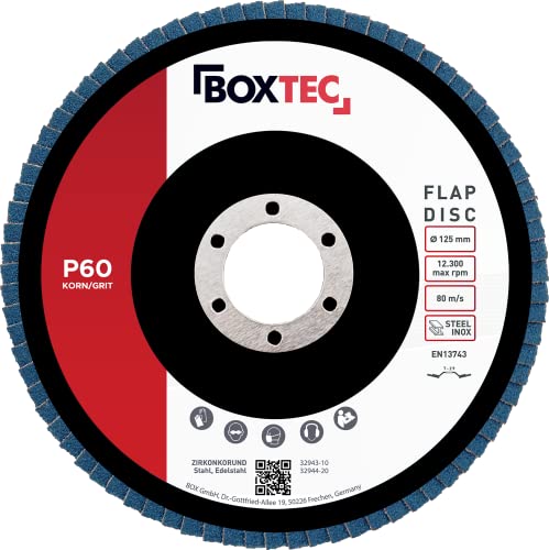 BOXTEC Profi-Fächerscheiben BLAU 125mm INOX Lamellenscheiben Schleifscheiben, Körnung:P60-10er Pack BOXTEC Profi-Fächerscheiben BLAU 125mm INOX Lamellenscheiben Schleifscheiben, Körnung:P60-10er Pack von BOXTEC