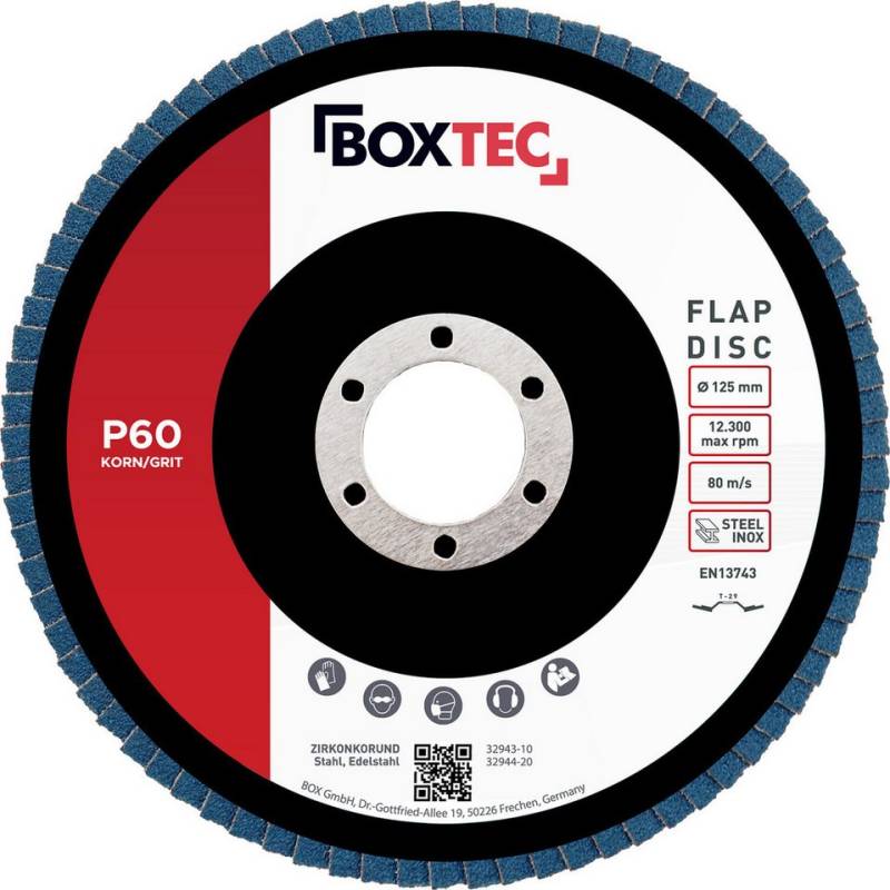 BOXTEC Schleifpapier BOXTEC Profi-Fächerscheiben BLAU 125mm INOX Lamellenscheiben von BOXTEC