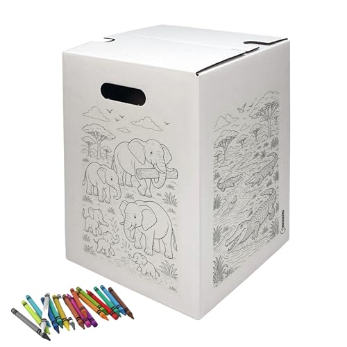 [BOXXCO] Hockolino Safari | 5 x Kinder Papphocker zum Ausmalen | Löwe | Elefant | Sitzhocker für Mottoparty Kindergeburtstag von [BOXXCO]