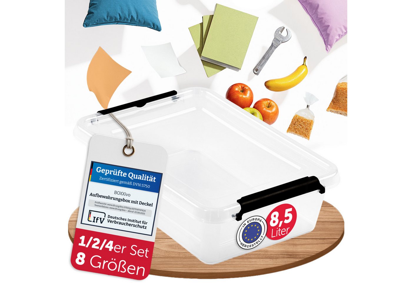 BOXXivo Aufbewahrungsbox Aufbewahrungsboxen mit Deckel BPA-freie & lebensmittelechte Boxen (1 St), Plastikbox mit Deckel - robuste & stapelbare Aufbewahrungsboxen von BOXXivo