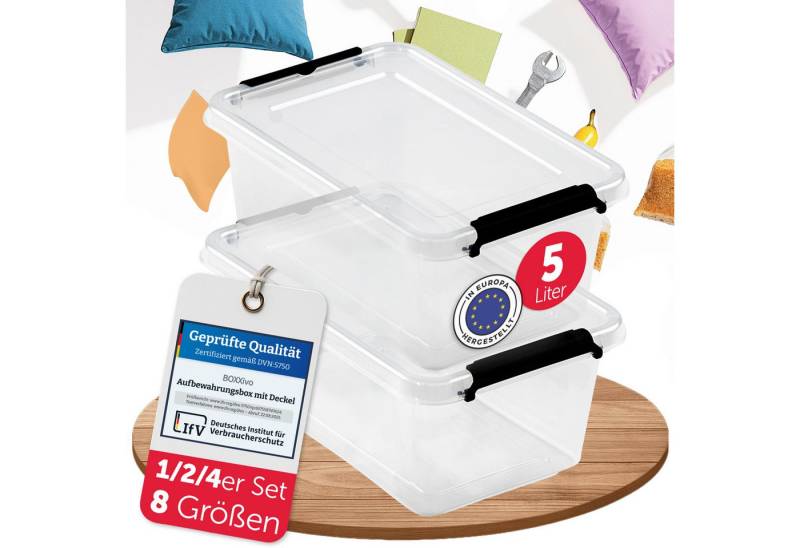 BOXXivo Aufbewahrungsbox Aufbewahrungsboxen mit Deckel BPA-freie & lebensmittelechte Boxen (2 St), Plastikbox mit Deckel - robuste & stapelbare Aufbewahrungsboxen von BOXXivo