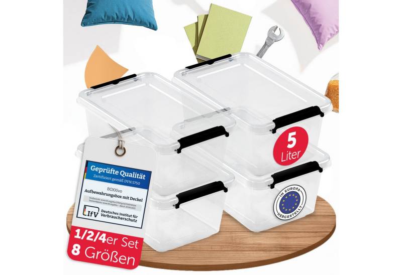 BOXXivo Aufbewahrungsbox Aufbewahrungsboxen mit Deckel BPA-freie & lebensmittelechte Boxen (4 St), Plastikbox mit Deckel - robuste & stapelbare Aufbewahrungsboxen von BOXXivo
