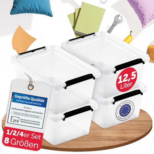 BOXXivo Aufbewahrungsboxen mit Deckel 12,5l im 4er Set - BPA-freie & lebensmittelechte Boxen Aufbewahrung - Stapelboxen mit Deckel - stapelbare Aufbewahrungsboxen - Aufbewahrungsbox durchsichtig BOXXivo Aufbewahrungsboxen mit Deckel 12,5l im 4er Set - BPA-freie & lebensmittelechte Boxen Aufbewahrung - Stapelboxen mit Deckel - stapelbare Aufbewahrungsboxen - Aufbewahrungsbox durchsichtig von BOXXivo