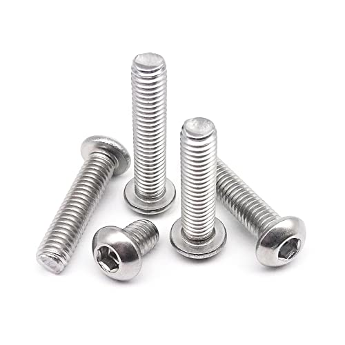 50pcs M2 M3 304 Stainless Steel Black Hexagon Hex Socket Head Button Allen Bolt Screw (Color : Stainless Steel, Size : 4MM_M3 (50PCS)) von BOYALE