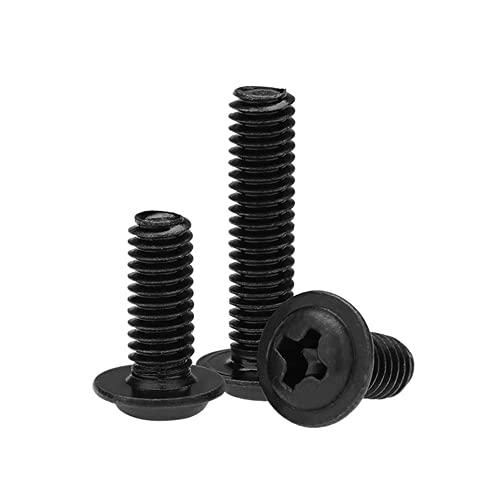 BOYALE 100 Teile/los Schwarze Linsenkopfschrauben mit Unterlegscheibe Feste Motherboard-Schrauben M1.4 M2 M2.5 M3 (Color : 5mm x100pcs, Size : M1.4) von BOYALE