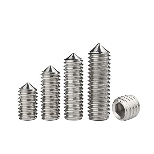 BOYALE 50 Stück Sechskant-Innensechskant-Gewindestifte M2 M2,5 M3 Kegelspitze Madenschraube 304 Edelstahl selbstschneidende Schrauben für Metall (Color : Stainless Steel, Size : 6MM_M2.5-50PCS) von BOYALE