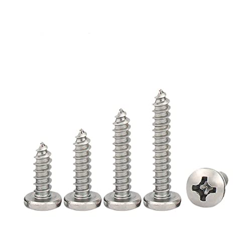 BOYALE M1 M1.2 M1.4 Edelstahl 304 Kreuzschlitz-Rundkopf-Blechschraube Holzschrauben Sechskantschrauben-Sortiment (Color : 6mm, Size : M1.4-100pcs) von BOYALE
