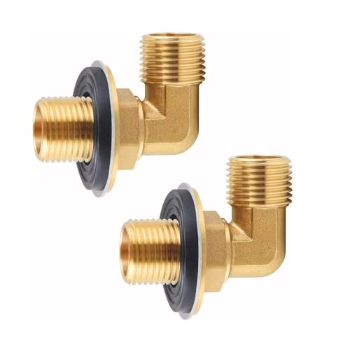 2 x Wandmontierte Wasserhahn-Installationssets, Messing-Wasserhahn, 90-Grad-Ellenbogengelenk, Spritzwasser-Halterung, einfach zu bedienen, Messing-Stecker, Ellenbogen-Rückspritz-Halterung von BOYANDM