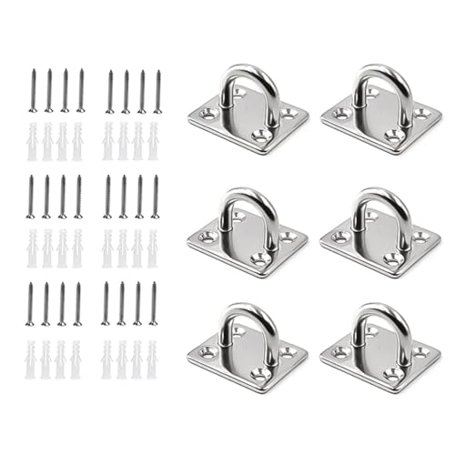 6 Stück robuste quadratische Augenplatten aus Edelstahl Hardware Decken-Wandhalterung für sichere Wand- oder Deckenmontage, Hängematten-Schaukelhaken 6 Stück robuste quadratische Augenplatten aus Edelstahl Hardware Decken-Wandhalterung für sichere Wand- oder Deckenmontage, Hängematten-Schaukelhaken von BOYANDM