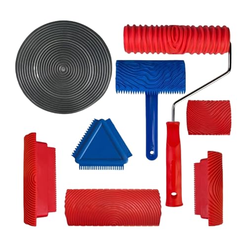 8-teiliges Farbroller-Set enthält Holzmaserungen, Trockenbau-Verbundrollen und Rahmen, tragbares Zubehör für Wand und Decken, Texturrollerbürste von BOYANDM