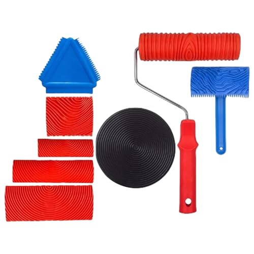 8-teiliges Farbroller-Set enthält Holzmaserungen, Trockenbau-Verbundrollen und Rahmen, tragbares Zubehör für Wand und Decken, Texturrollerbürste von BOYANDM