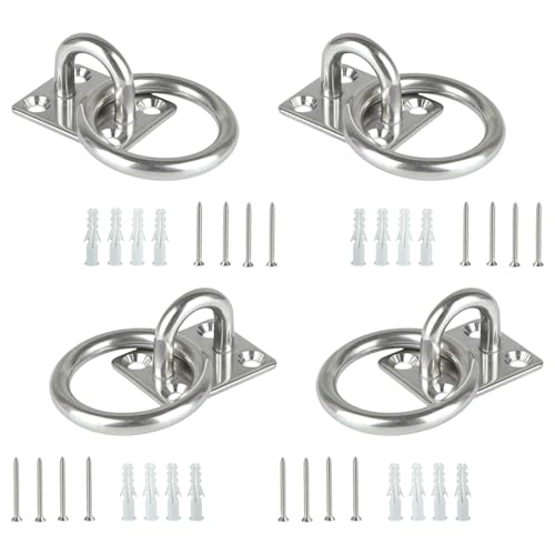 BOYANDM Edelstahl-Augenplatte mit Ringen, quadratische, feste Schnallen, geschweißter Sitz, robuster Befestigungshaken, dauerhafte quadratische feste Schnallen, geschweißter Sitz, 4 Stück von BOYANDM