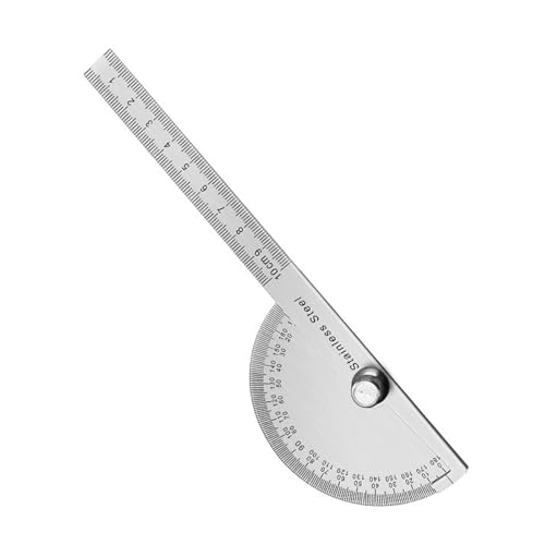 Doppelskala, 180 Grad, halbrund, Winkelmesser, Winkelmesser für Tischler, Edelstahl, Messwerkzeug, Lineal von BOYANDM