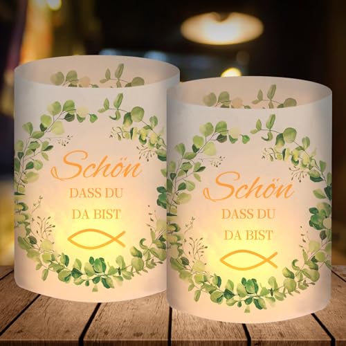 12 Windlicht Fisch Tischdeko, Deko Kommunion Taufe Konfirmation Firmung Christliche, Taufdeko Erstkommunion Deko Junge Mädchen, Kommunion Geschenke, Konfirmationsgeschenke von BOYATONG