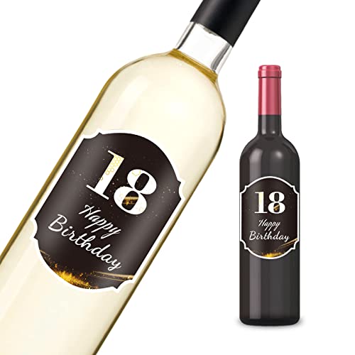 18. Geburtstag Flaschenetikett 9x13cm, Happy Birthday 18 Weinetiketten Personalisiert für Partygeschenke von BOYATONG