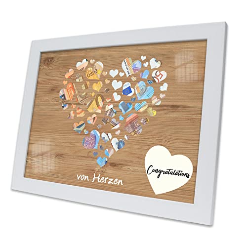 BOYATONG Geschenke Verpackung Hochzeit Bilderrahmen mit Herzmotiv I Geldgeschenk Hochzeit I Hochzeitsgeschenke I Geburtstag I Muttertag I Jubiläum I Geld Geschenkideen von BOYATONG