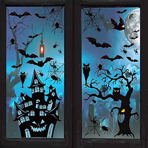 Halloween Fensterbilder, Fensterdeko Selbstklebend, Kinder Halloween Deko Fensterbilder, Spinne Fledermaus Aufkleber Selbstklebende Abnehmbare für Halloween Party 8 Blätter Halloween Fensterbilder, Fensterdeko Selbstklebend, Kinder Halloween Deko Fensterbilder, Spinne Fledermaus Aufkleber Selbstklebende Abnehmbare für Halloween Party 8 Blätter von BOYATONG