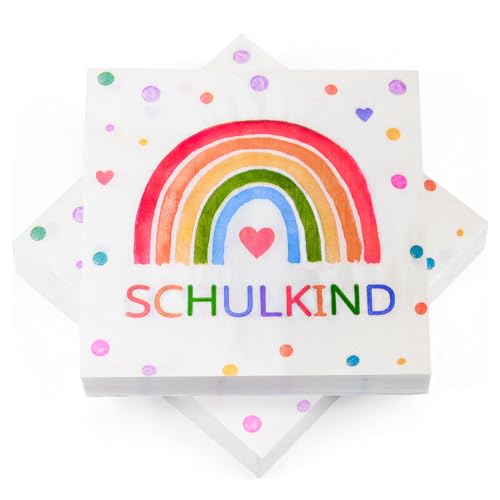 40 Stück Servietten Einschulung Regenbogen, Einschulung Servietten Deko Schulkind 2025 Mädchen Junge, Schulanfang Deko, Regenbogen Party, Tischdeko, 33 x 33 cm 40 Stück Servietten Einschulung Regenbogen, Einschulung Servietten Deko Schulkind 2025 Mädchen Junge, Schulanfang Deko, Regenbogen Party, Tischdeko, 33 x 33 cm von BOYATONG