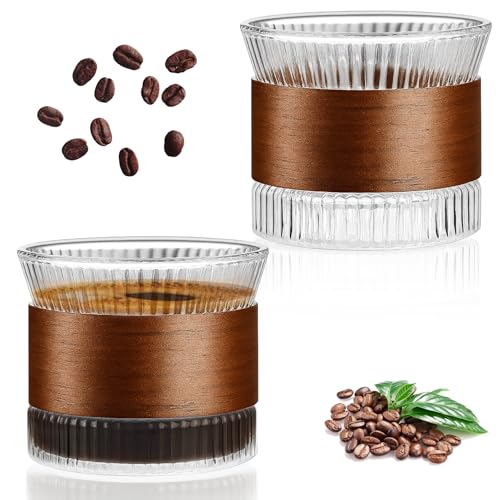 BOYIFEIJIE 170ML Espressotassen Set,Espressotassen Glas 2er Set Cappuccino Tassen Kaffeetassen Glas Kaffeegläser Teegläser für Tee, Milch für Kaffeeliebhaber von BOYIFEIJIE