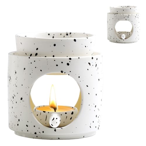 BOYIFEIJIE Duftlampe Keramik Duftlampe Ambiente Teelich Aromalampe für Aromatherapie und Dekoration Ätherische öle Duftlampe für Home Office (Black & White) von BOYIFEIJIE