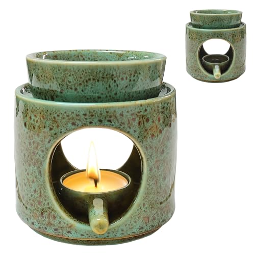 BOYIFEIJIE Duftlampe Keramik Duftlampe Ambiente Teelich Aromalampe für Aromatherapie und Dekoration Ätherische öle Duftlampe für Home Office (Green) von BOYIFEIJIE