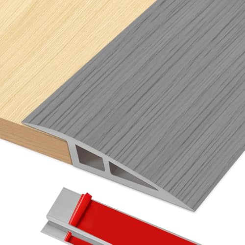 BOYIFEIJIE Übergangsleiste Höhenausgleich | 2M x 5cm PVC Übergangsprofil Selbstklebend | Türschwellen Leiste Höhenausgleich von 5–10mm | Übergangsleiste Boden für Laminat, Fliesen (Grau Holz) von BOYIFEIJIE