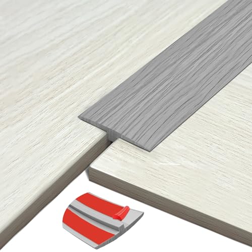 BOYIFEIJIE Übergangsprofil Selbstklebend PVC-T-Formleisten | Übergangsleiste Boden | Länge 1m, Breite 5 cm Leicht zu Schneiden | Übergangsschiene Abdeckleiste (Graue Holzfarbe) von BOYIFEIJIE