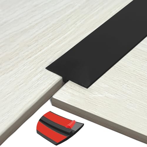 BOYIFEIJIE Übergangsprofil Selbstklebend PVC-T-Formleisten | Übergangsleiste Boden | Länge 3.0m, Breite 5 cm Leicht zu Schneiden | Übergangsschiene Abdeckleiste (Schwarz) von BOYIFEIJIE