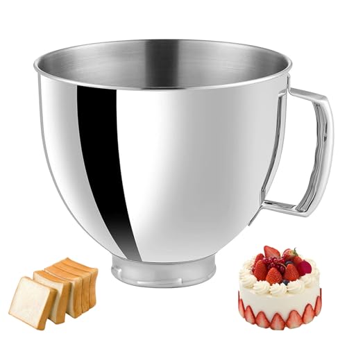 Edelstahlschüssel für KitchenAid 4,5–5 Quart Küchenmaschine, mit Edelstahlgriff, kompatibel mit KitchenAid Classic und Artisan Modellen von BOYIFEIJIE
