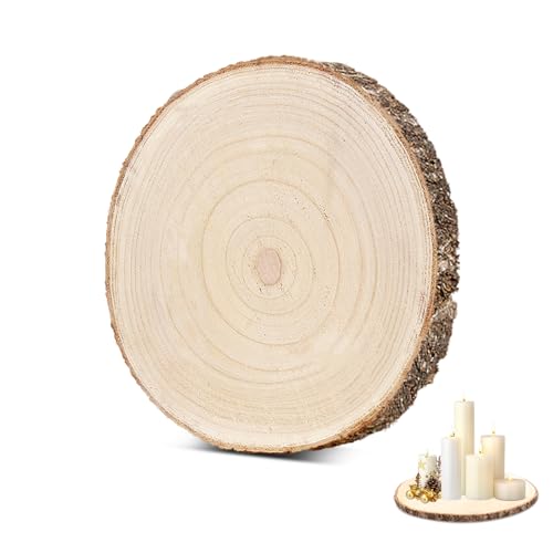 Holzscheiben 30-35cm, Holzscheiben zum Basteln, Holzplatte Rund, Baumscheiben 30cm Deko, Baumscheibe für Tafelaufsätze DIY-Hochzeitsdekorationen Aus Holz Gemälde Untersetzer & Basteln von BOYIFEIJIE