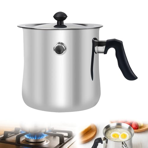 Milchtopf Induktion mit Deckel, Doppelwandiger Simmertopf aus Edelstahl, Wasserbad Topf mit Pfeiffunktion und Bakelitgriff, 1,5L Milchtopf für Gas, Elektro, Induktion Milchtopf Induktion mit Deckel, Doppelwandiger Simmertopf aus Edelstahl, Wasserbad Topf mit Pfeiffunktion und Bakelitgriff, 1,5L Milchtopf für Gas, Elektro, Induktion von BOYIFEIJIE
