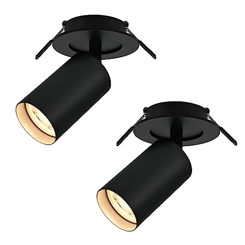 BOYIR 2 x LED Deckenstrahler 1 flammig Schwarz Drehbar und Schwenkbar Deckenlampe GU10 Deckenspot Spot Lampe für Wohnzimmer, Schlafzimmer, Gänge, Ohne Leuchtmittel von BOYIR