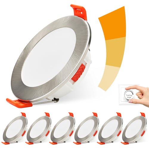 BOYIR Einbaustrahler Dimmbar 230V Flach LED Spots 6W 600LM IP44 Bad Einbauleuchten, 25mm Einbautiefe Deckenspots, Warmweiß Neutralweiß Kaltweiß Deckenstrahler für Badezimmer,Wohnzimmer,Küche, 6er Set von BOYIR