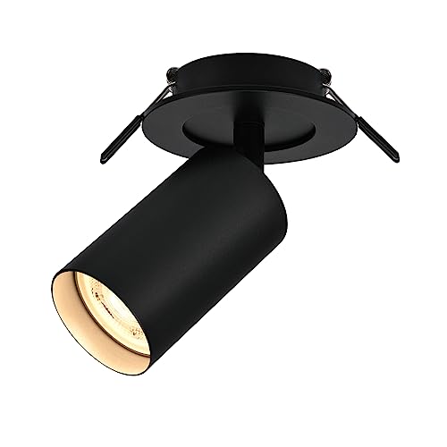 BOYIR LED Deckenstrahler 1 flammig Schwarz Drehbar und Schwenkbar Deckenlampe GU10 Deckenspot Spot Lampe für Wohnzimmer, Schlafzimmer, Gänge, Ohne Leuchtmittel von BOYIR