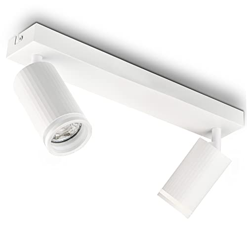 BOYIR LED Deckenstrahler 2-flammig Weiß Drehbar und Schwenkbar Deckenstrahler Abnehmbarer Frontring GU10 Deckenlampe Spot lampe für Wohnzimmer, Schlafzimmer, Gänge I Ohne Leuchenmittel von BOYIR