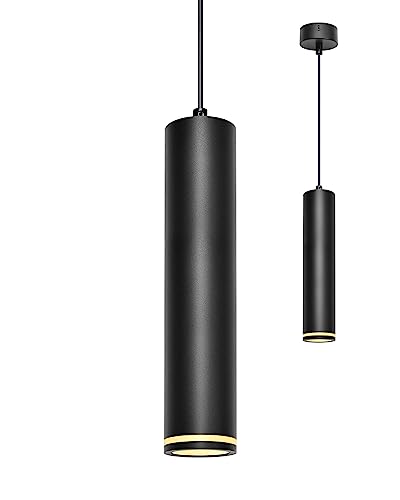 BOYIR Pendelleuchte Modern Zylinder Schwarz Hängelampe 30cm, Hängeleuchte Höhenverstellbar Aluminium Kronleuchter mit GU10 Fassung max. 60 Watt Pendellampe Deckenlampe für Wohnzimmer Schlafzimmer von BOYIR