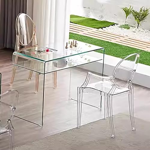 BOYITES Moderner Tischglas -Maniküre -Tisch, Schwimmender Glasnagelschreibtisch Für Techniker, Alle Transparente Manikürestation, Klarer Schönheitssalon -Tisch,Weiß,80cm*50 * 75cm von BOYITES